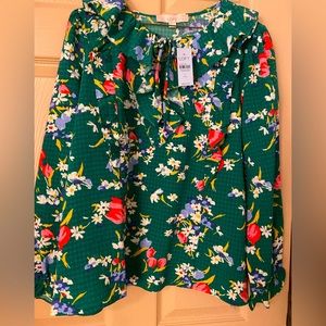 Loft petite large green floral blouse